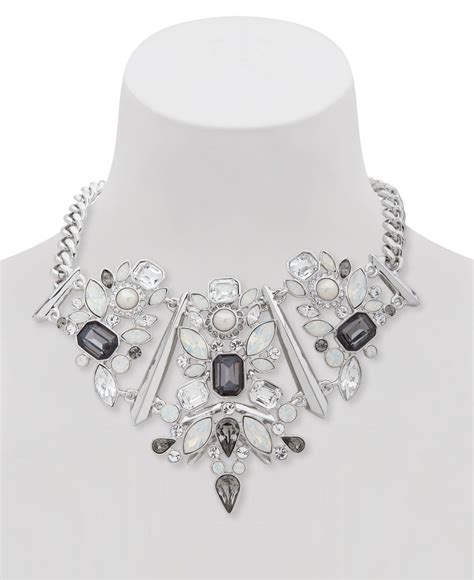 givenchysilvertone rhinestone necklace pearl